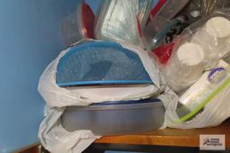 styrofoam cups, paper plates, plastic ware, baskets and etc