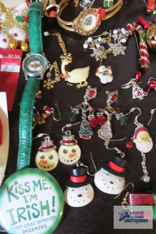 large assortment of holiday jewelry