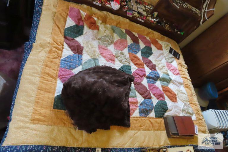 small quilt, pillow and throw blankets