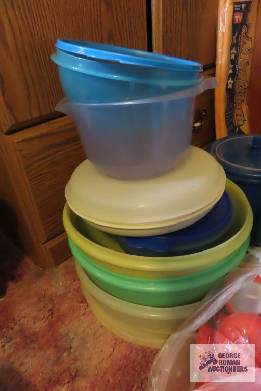 large assortment of plastic ware