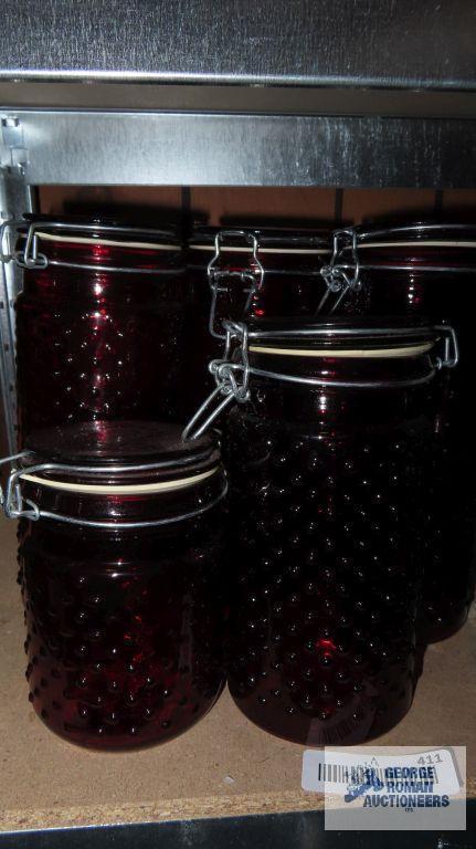 lot of mason jars and canisters