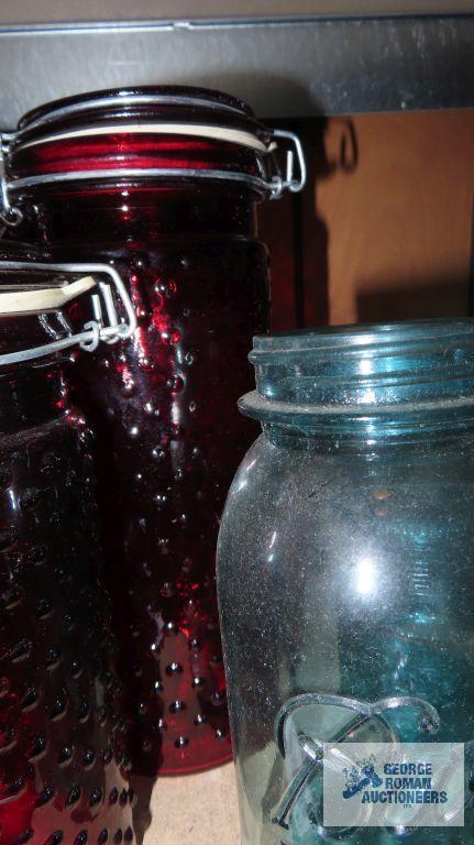 lot of mason jars and canisters