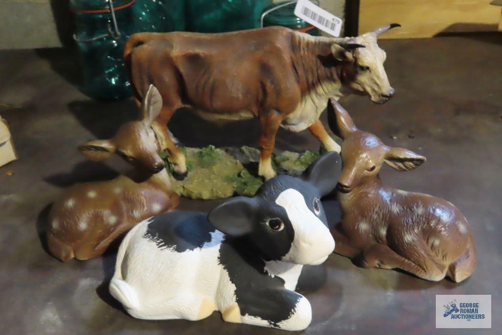 lot of cow and deer figurines