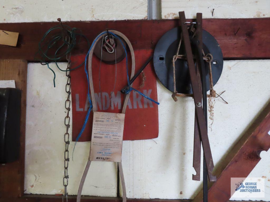 Lot of tire chains, scrap metal, copper wire, rotors and etc in corner