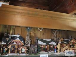 Department 56 log houses with accessory pieces