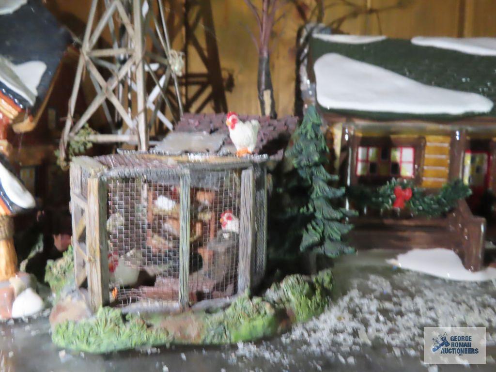 Department 56 log houses with accessory pieces