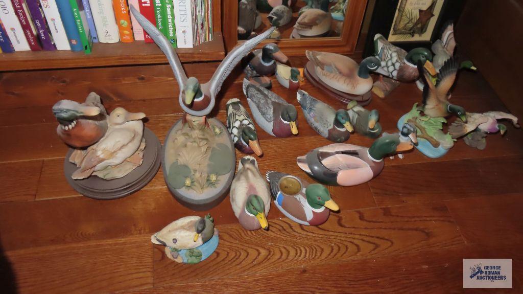 Ceramic, wood, and other decorative duck figurines