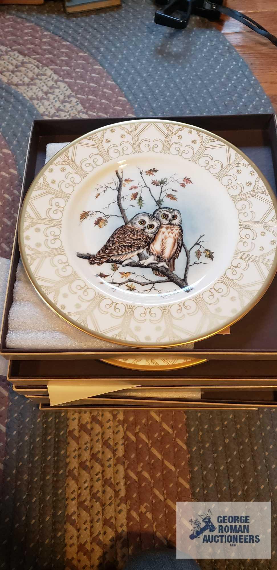 The Edward Marshall Boehm owl plate collection, 8 plates