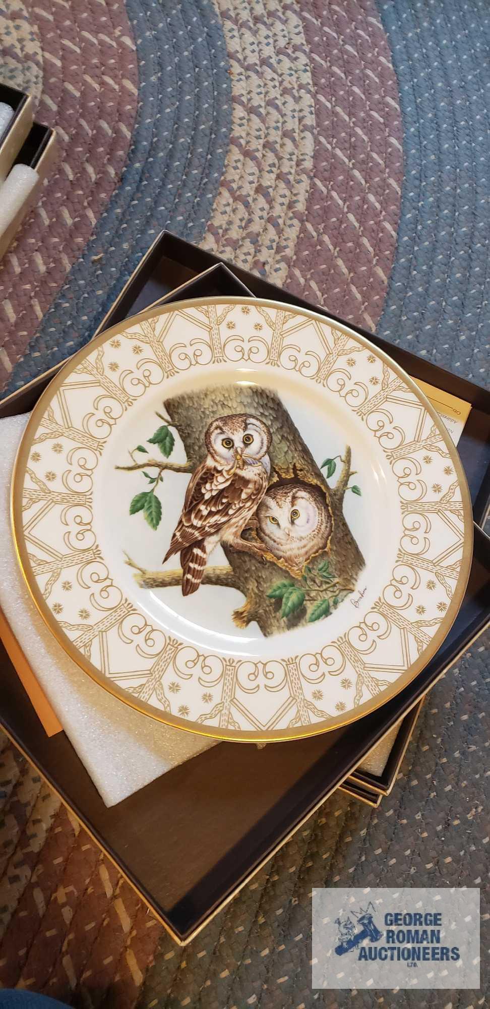 The Edward Marshall Boehm owl plate collection, 8 plates