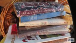 Three tier wire stand with baskets and books