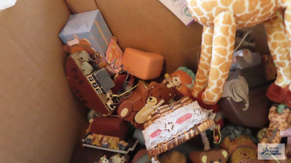 Noah's Ark music box, figurines, giraffe, decorative bird, pens, paper,...and magazines