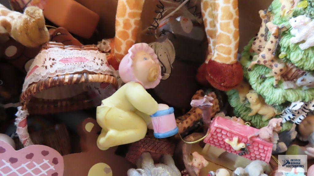 Noah's Ark music box, figurines, giraffe, decorative bird, pens, paper,...and magazines