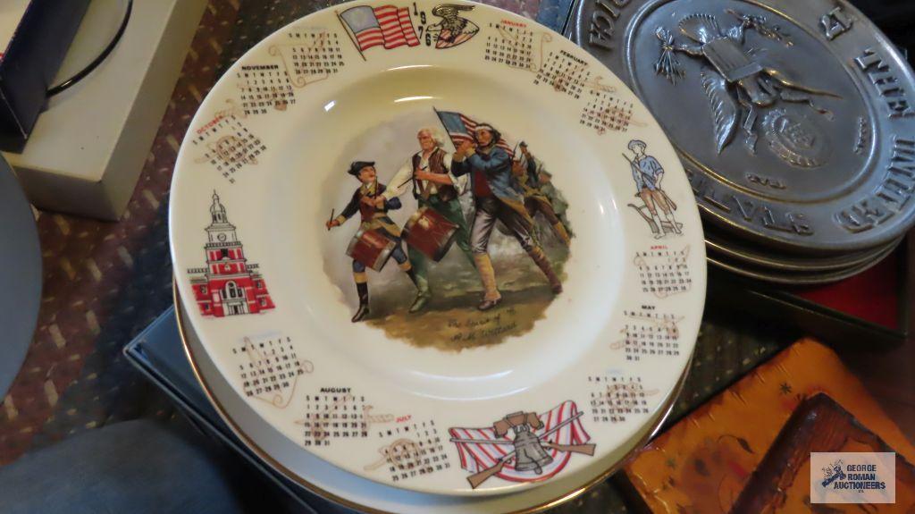 Assorted collector plates including Carol Lawson plates, Reco plates, Holly Hobbie and Americana