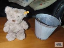 Steiff bear and bucket