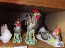 Lot of rooster and hen figurines