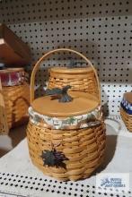 Longaberger 2001 leaf top vase basket and 2001 leaf top basket