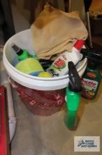 lot of Car Care items with bucket