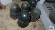 Five vintage glass insulators