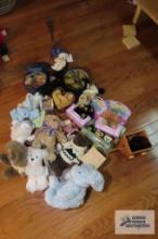 Variety of plush bears and other animals