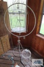 Large bird cage with stand and small bird cage