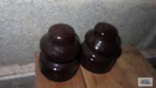 Two brown vintage insulators