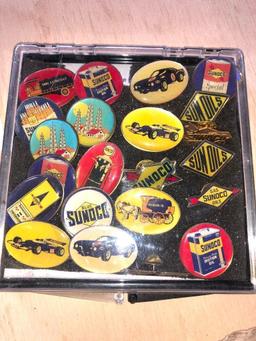 SUNOCO vintage pin set, SUN OIL CO Fuel fill slips, Consumer Coupons, Vintage pics -Vintage lot