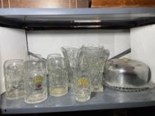 Antique German beer mugs, vases & cake server