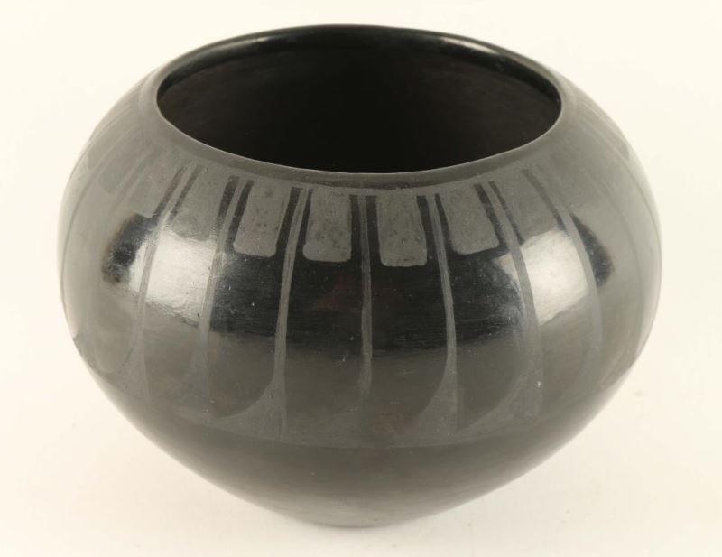 San Ildefonso Pond Lily Blackware Bowl