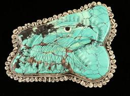 Large Turquoise & Sterling Eagle Belt Buckle