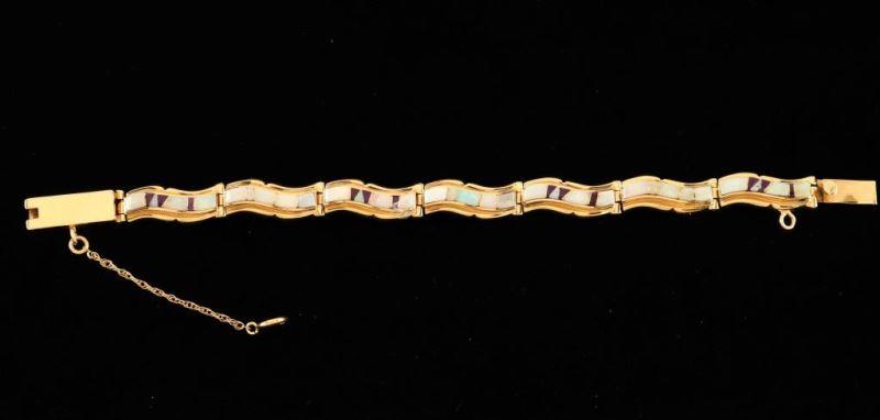 Calvin Begay 14K Gold Opal, Mother of Pearl &