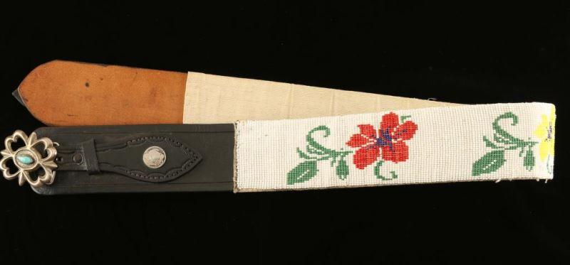 Beaded Leather Indian Belt