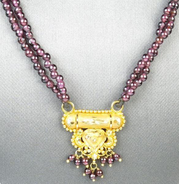 Fine Quality 22K Gold Garnet Necklace