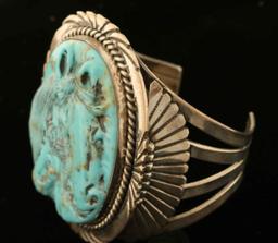 Turquoise & Sterling Horse Cuff