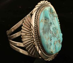 Turquoise & Sterling Horse Cuff