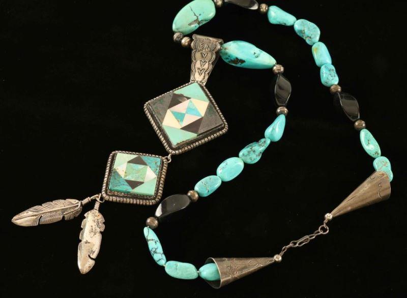 Beaded Necklace with Zuni Pendant