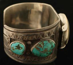 Navajo Turquoise & Silver Cuff Watch