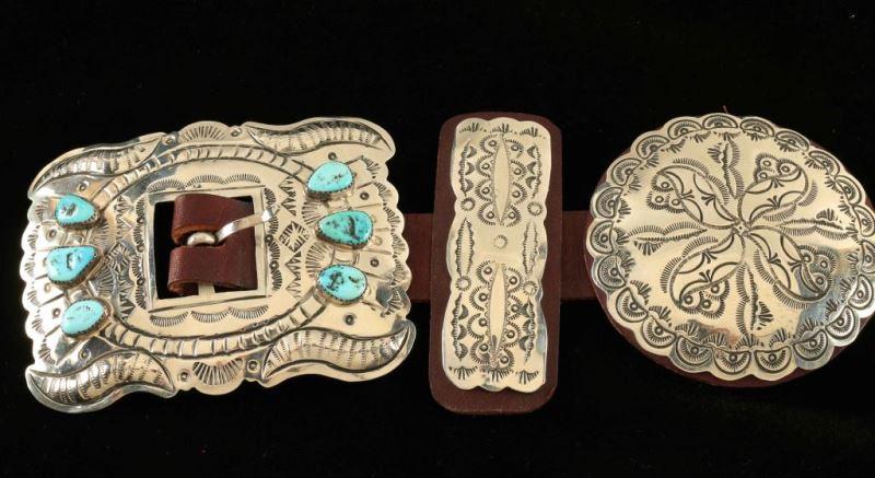 Navajo Turquoise & Silver Concho Belt