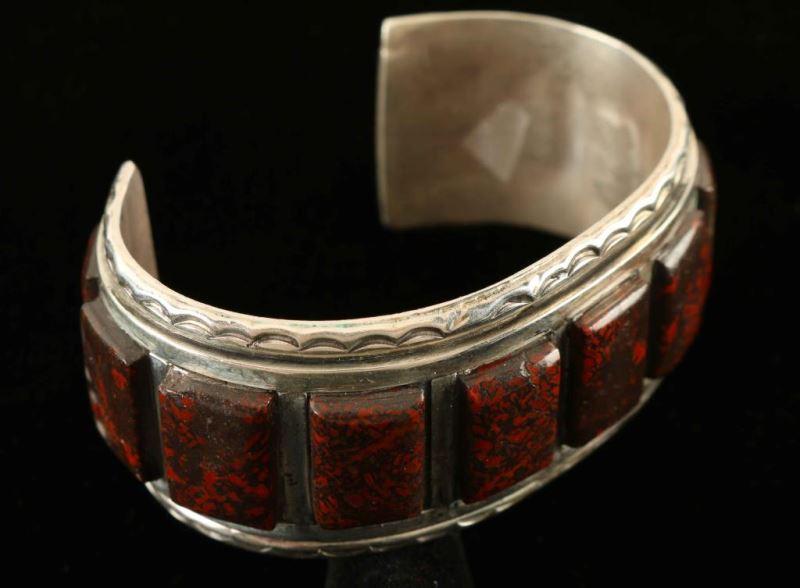 Bloodstone Jasper & Sterling Silver Cuff