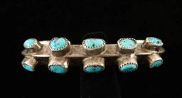 Antique Sterling Silver Navajo Turquoise Cuff