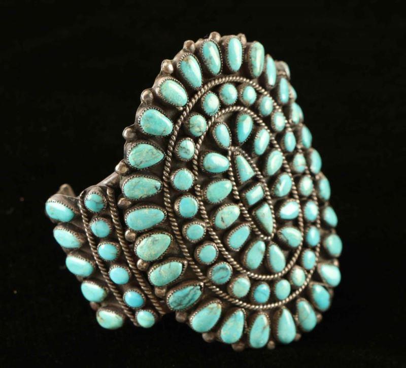 Navajo Turquoise & Silver Cluster Bracelet