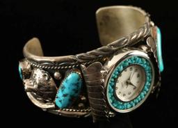 Old Pawn Silver & Turquoise Watch Cuff