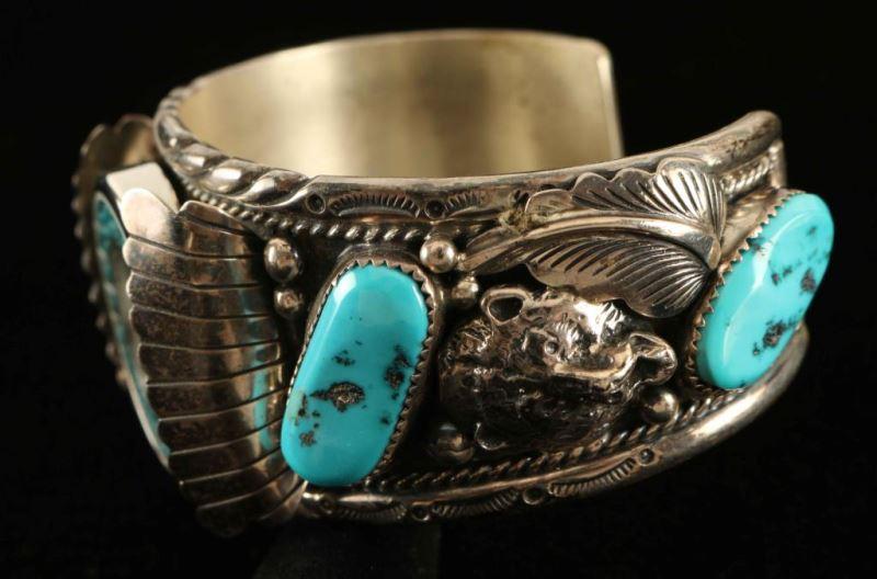 Old Pawn Silver & Turquoise Watch Cuff