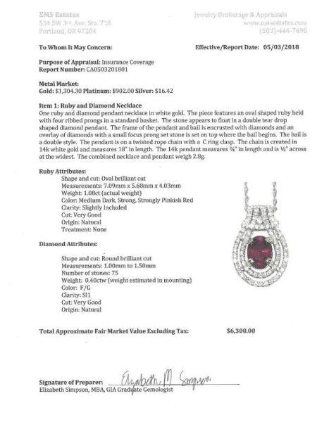 Exceptional Quality Ruby & Diamond Pendant