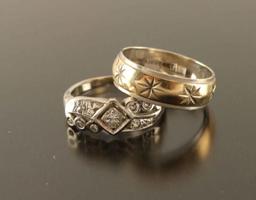 Diamond & Gold Ring & Gold Band