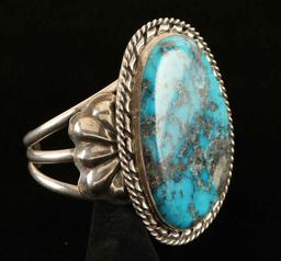 Old Pawn Sterling Silver & Turquoise Ladies Cuff