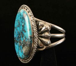 Old Pawn Sterling Silver & Turquoise Ladies Cuff