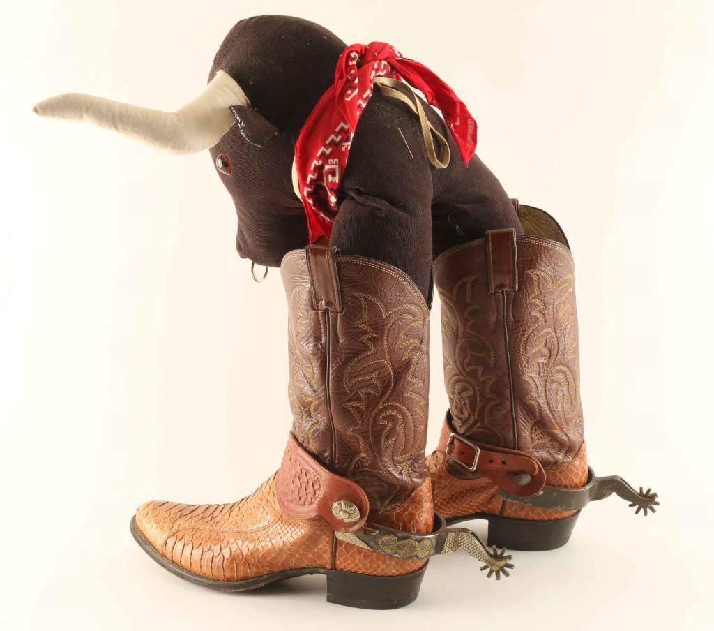 Pair of Justin Snakeskin boots