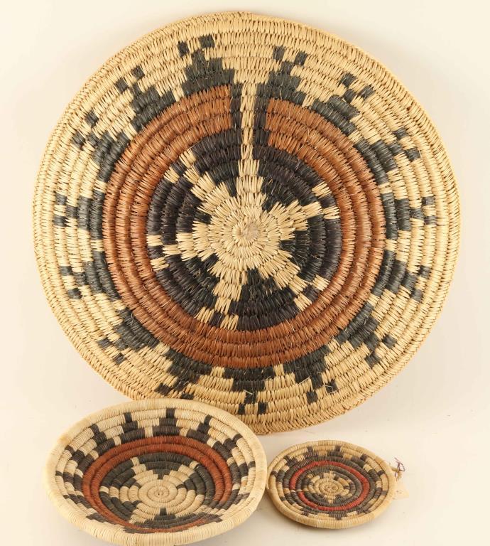 Three Hopi Basketry Trays