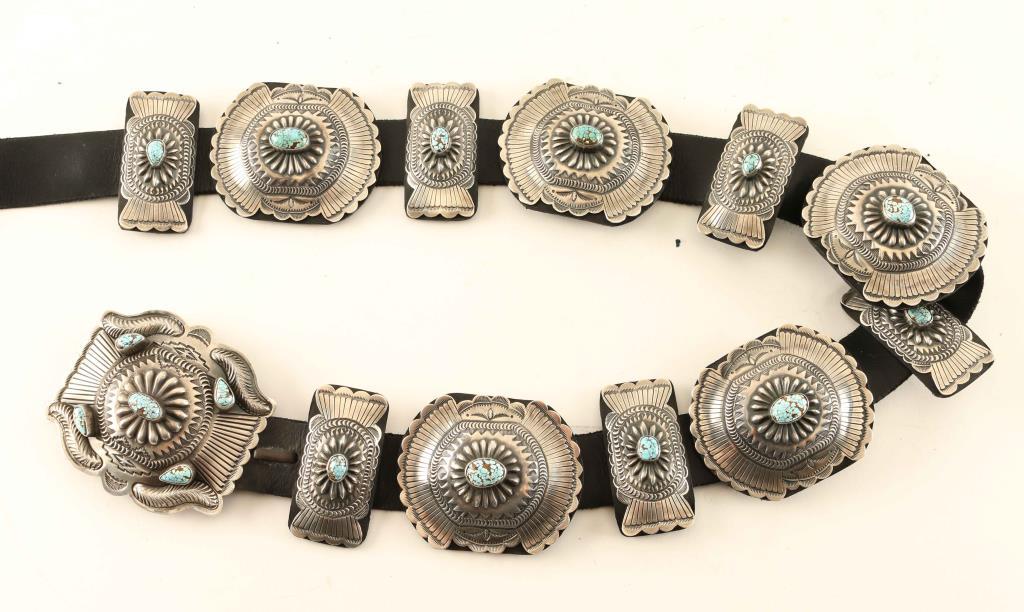 Rare No. 8 Spiderweb Turquoise Concho Belt