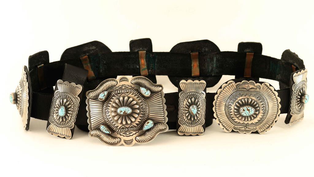 Rare No. 8 Spiderweb Turquoise Concho Belt